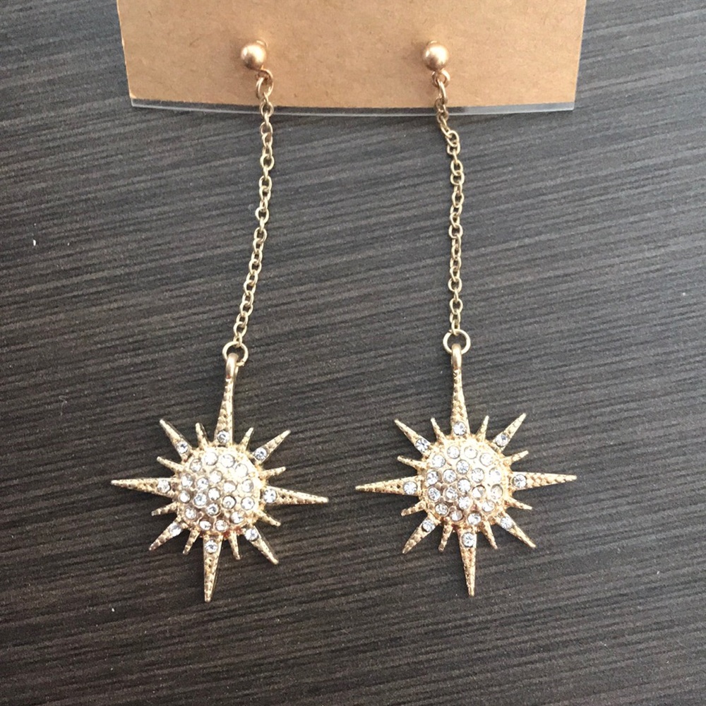 Gold star crystal dangle earrings